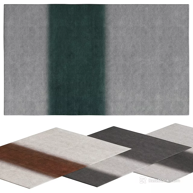 Square Rug Multi Colored Green Grey Brown Soft Plush Living Room Bedroom Decor 3d model 