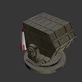 Military Weapon Rocket Launcher With Cube Structure And Circular Openings On Base Near Small Rocket 3d model