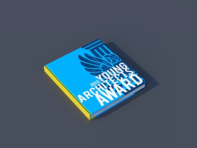 Young Architects Award Book With Blue Cover White Text And Wing Design Yellow Edge 3d model