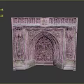 Gothic Architectural Carved Entrance With Arched Design And Stone Side Statues