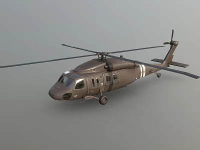 Military Helicopter With Dual Rotor Blades Dark Gray Fuselage And Side Windows 3d model
