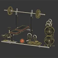 Complete Home Gym Fitness Setup With Barbell Rack Weight Bench Dumbbells And Weight Plates