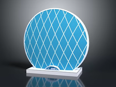 Circular Daily Use Electrical Appliance With Blue Diamond Pattern White Frame And Base 3d model