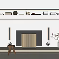 Modern TV Wall Design With Upper Shelves Books Decorations And Side Speakers