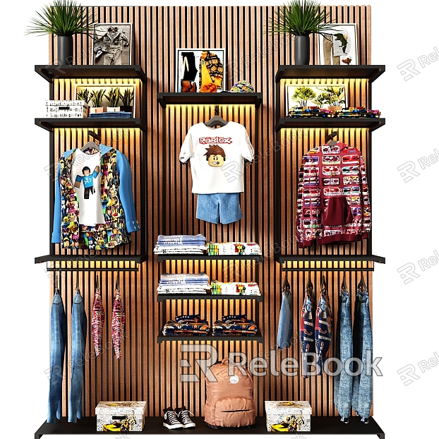 Children's Clothing Shelf Children's Clothes Hanging Wall model