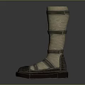 High Top Shoes with Straps Knit Upper and Thick Dark Sole for Casual Daily Wear