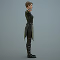3D Character In Black Leather Outfit With Belt Boots And Outstretched Arms Pose