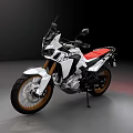 White Red Adventure Motorcycle With Modern Design Sleek Body And Golden Wheels