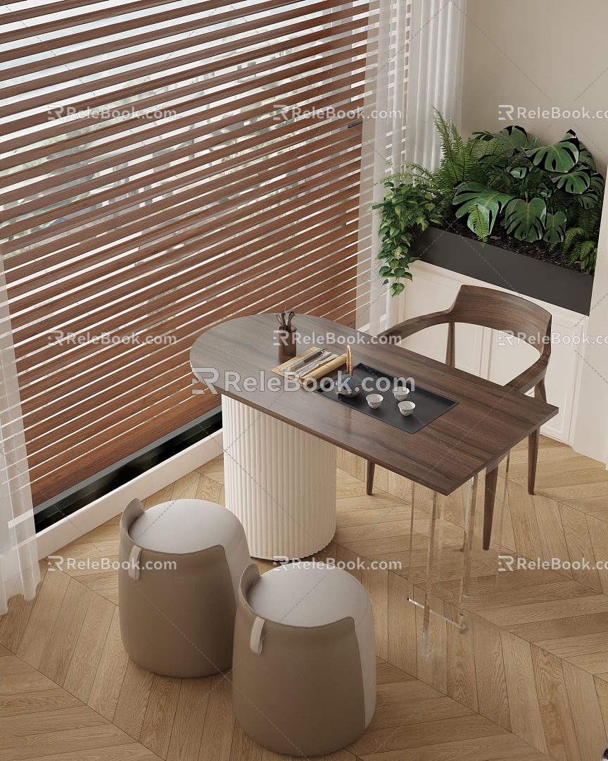 New Chinese Tea Table and Chair Combination 3d model