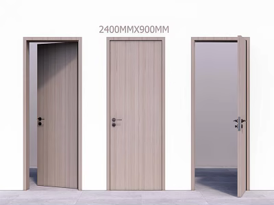 Wooden Swing Doors 2400MMX900MM for Home Interior with Different Open States 3d model