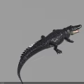 Detailed Aquatic Animal Crocodile Model Displayed From Multiple Angles With Realistic Features