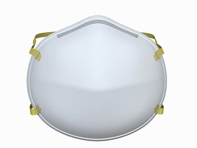 White Protective Face Mask With Yellow Elastic Straps And Comfortable Design 3d model