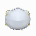 White Protective Face Mask With Yellow Elastic Straps And Comfortable Design 3d model