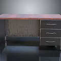 Wooden Top Desk With Metal Frame And Three Drawers For Workspace