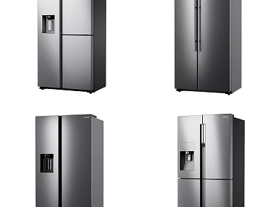 Stainless Steel Fridge Freezers With Modern Design And Various Door Styles 3d model