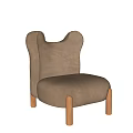 Light Brown Upholstered Children's Chair With Butterfly Shaped Backrest And Wooden Legs