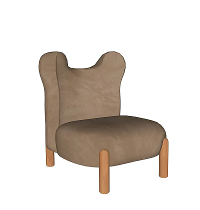 Light Brown Upholstered Children's Chair With Butterfly Shaped Backrest And Wooden Legs 3d model