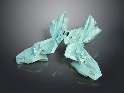 Light Green Origami Style Cosmic Spacecraft With Unique Geometric Structure Design 3d model