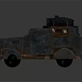 Vintage Blue Truck Model With Rustic Texture Top Structure And Brown Bag 3d model