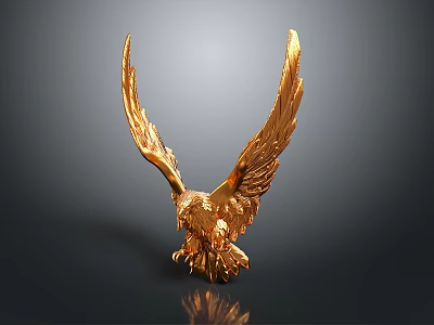 Golden Eagle Statue With Spread Wings And Detailed Feather Design 3d model