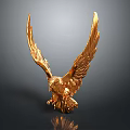 Golden Eagle Statue With Spread Wings And Detailed Feather Design 3d model