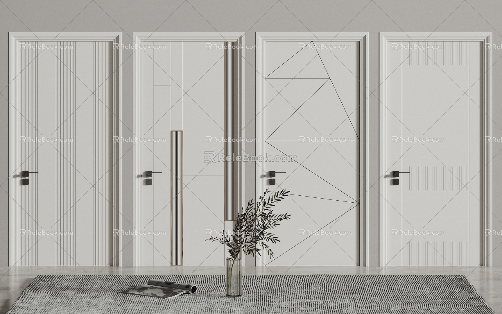 Wooden door bedroom door living room door swing door 3d model