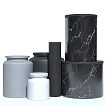 Modern Kitchenware Storage Jars With Various Colors Marble Texture And Cylindrical Design 3d model