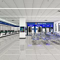 Spacious Bright Administrative Service Hall With Service Windows Seats Display Screens And Blue Signs