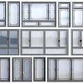 Various Window Designs With Different Frame Styles And Glass Panels For Home Use 3d model