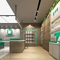 Modern Store Interior Design With Glass Walls Green Sign Yellow Chairs Lighting And Decor