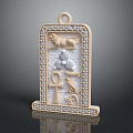 Egyptian Themed Pendant With Sphinx Figure Ankh Symbol And Pearl Border