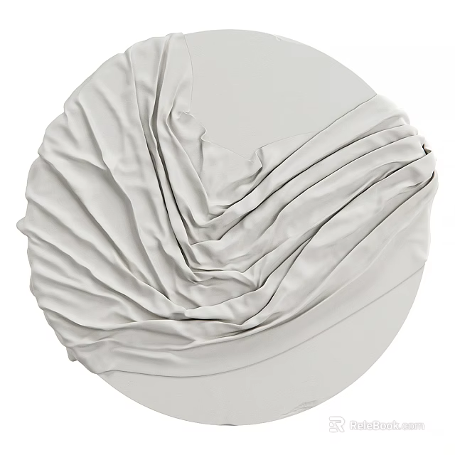 Round Light Gray Rug With Soft Wrinkled Fabric Texture For Modern Home Decor 3d model 