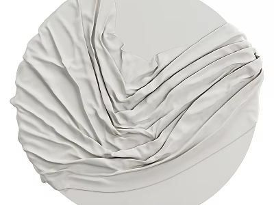 Round Light Gray Rug With Soft Wrinkled Fabric Texture For Modern Home Decor 3d model