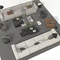 Modern Stylish Sofa And Coffee Table Set With Accent Chairs Floor Lamp And Throw Pillows 3d model