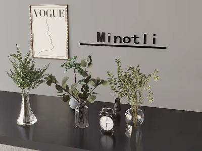 Modern Aquatic Plants in Glass Vases for Minotti Interior Decor 3d model