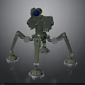Green Mechanical Robot With Four Legged Biomorphic Design And Blue Lens