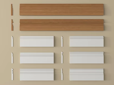 Wooden And White Decorative Molding Lines With Various Styles For Interior Design 3d model