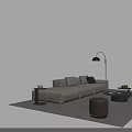 Modern Neutral Tone Sofa and Coffee Table Set with Floor Lamp Accent Chair and Ottoman