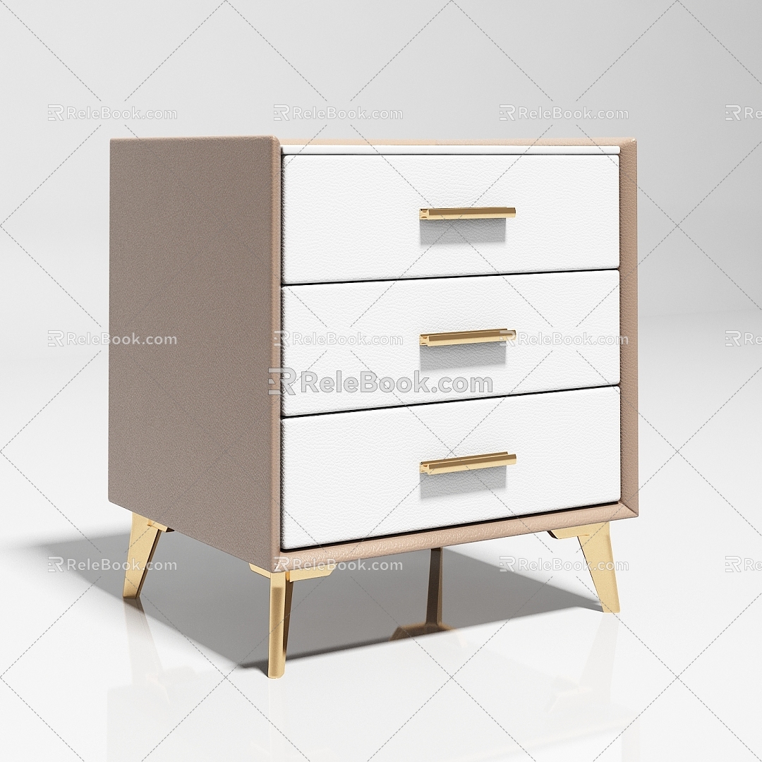 Modern Simple Light Luxury Soft Bedside Table 3d model