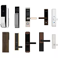 Various Smart Door Locks With Digital Keypads Modern Designs And Colors 3d model