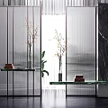 Modern partition porch glass partition screen 3d model