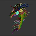 Mythical Black Yellow Dragon Creature With Green Eyes And Spiked Body Design