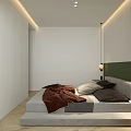 Modern Tatami Bedroom With Desk Chair Bookshelf And Window Blinds