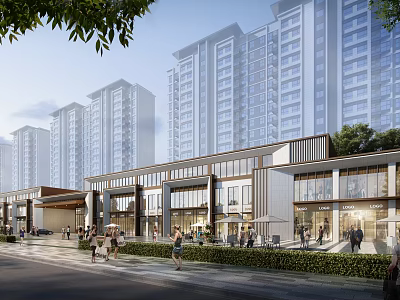 Modern Sales Office Building With Glass Facade And High Rise Buildings Nearby 3d model
