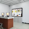 Interior Featuring Yellow Lockers Blue Signs Red Lanterns And Self Service Machine Arranged