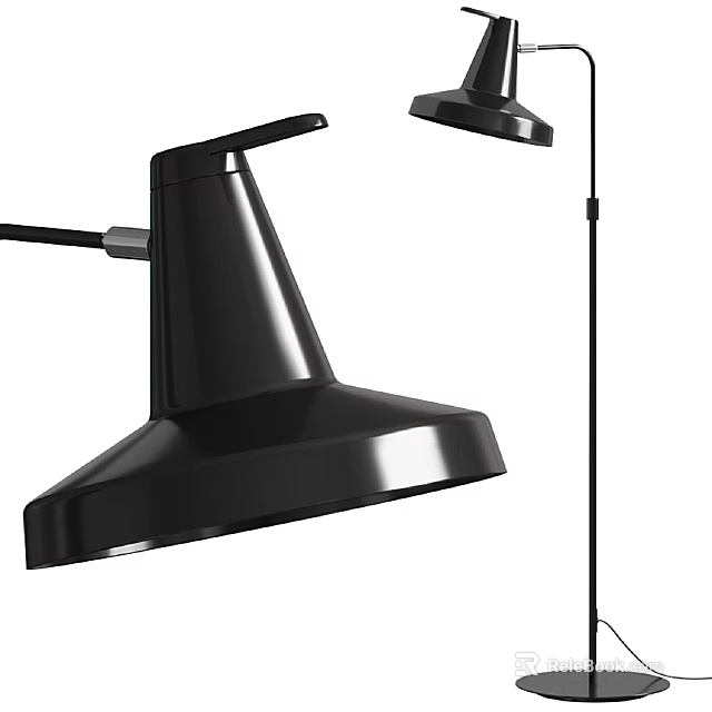 Modern Black Floor Lamp With Sleek Design And Adjustable Head For Living Room 3d model 