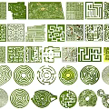 Intricate Garden Landscape Maze Designs Featuring Various Shapes And Green Patterns 3d model