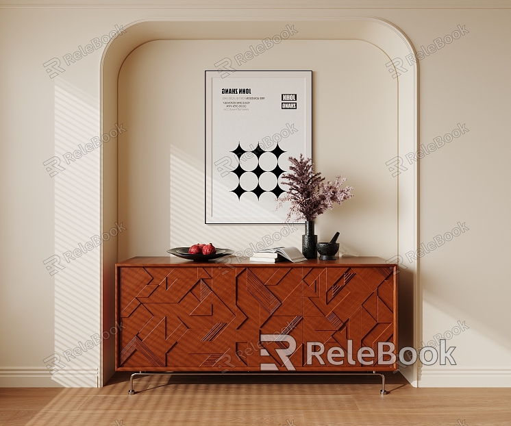 Modern Entrance Cabinet Decorative Ornaments Combination Vase Decorative Painting model