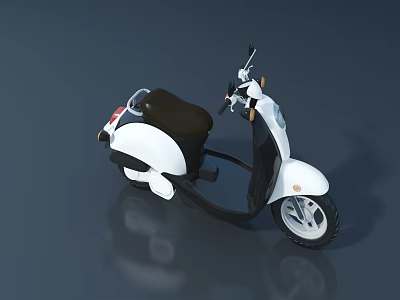 White Stylish Scooter With Black Seat And Chrome Accents On Wheels 3d model