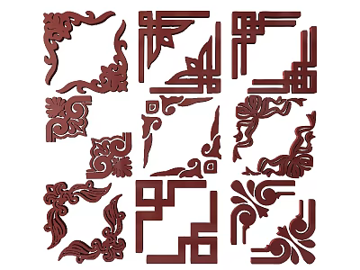 Intricate Ornate Traditional Carvings for Furniture Decorative Corners and Patterns 3d model